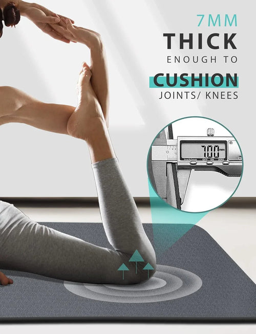 Yoga Mat Double-Sided Non Slip, 72'' X 32'' X 7Mm - Extra Wide & Thick Yoga Mat